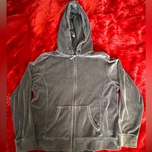 Danskin Now Track Jacket Womens X-Large Gray Full Zip Loose Fit Velour